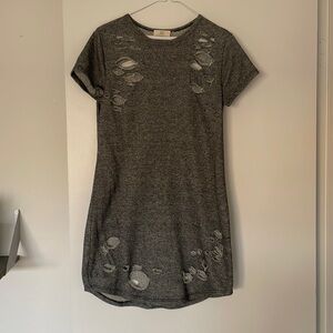 Distressed Grey Mini Tee Dress Size S
